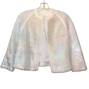 Vintage Iridescent Sequin Open Front Cropped‎ Cardigan Sweater